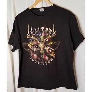 Realtree‎ Outfitters Shirt Men's Large Black Short Sleeve Bow Hunting Deer Skull